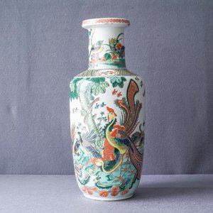 Een grote Chinese famille verte jardinière en een rouleau vaas, 19e eeuw — foto 15