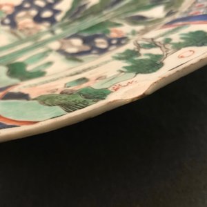 Een grote Chinese famille verte schotel met qilin en feniks decor, Kangxi — foto 5