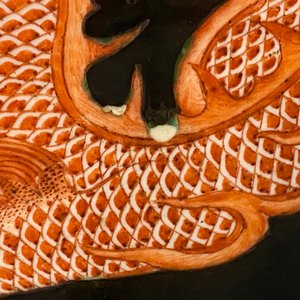Een grote Chinese famille verte tianqiu ping vaas met draken op zwarte fondkleur, 19e eeuw — foto 13