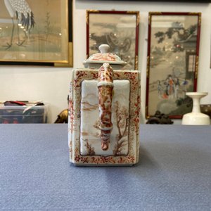 Een grote Chinese faux-bamboe theepot met mandarijns decor, Qianlong — foto 12