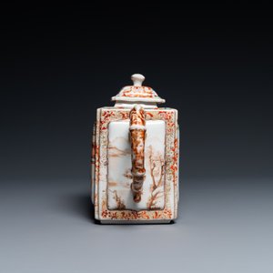 Een grote Chinese faux-bamboe theepot met mandarijns decor, Qianlong — foto 4