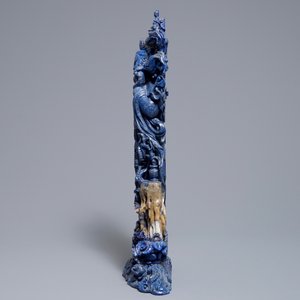 Een grote Chinese figuur van Guanyin in lapis lazuli, 20e eeuw — foto 5