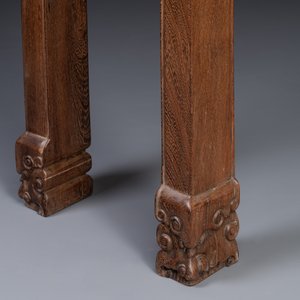 Een grote Chinese jichimu houten 'tiaoan' console met gestoken lingzhi en chilong decor, 19/20e eeuw — foto 8