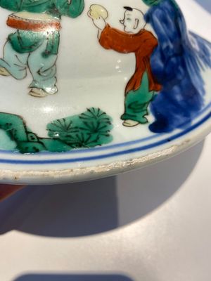 Een grote Chinese wucai dekselvaas met decor van 'Guo Ziyi's verjaardag', Transitie periode — foto 13