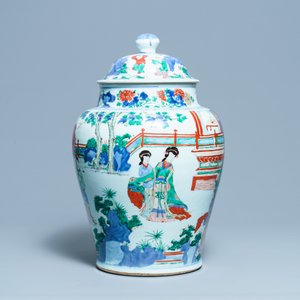 Een grote Chinese wucai dekselvaas, Transitie periode — foto 2