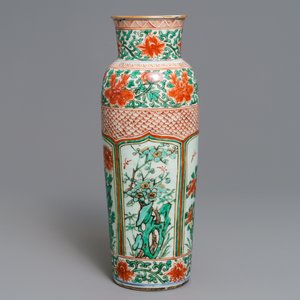 Een grote Chinese wucai rouleau vaas, Transitie periode of Kangxi — foto 3
