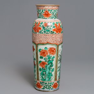 Een grote Chinese wucai rouleau vaas, Transitie periode of Kangxi — foto 4