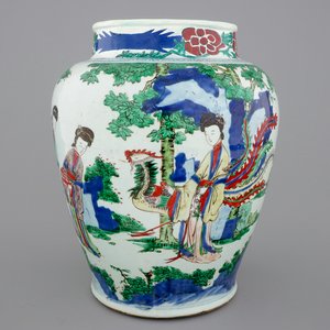 Een grote Chinese wucai vaas, Transitie periode, 1620-1683 — foto 1