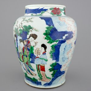 Een grote Chinese wucai vaas, Transitie periode, 1620-1683 — foto 3