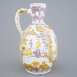 Een grote chinoiserie kan in geel en mangaan uitgevoerd, Frankfurt of Delft, 17e eeuw — foto 4
