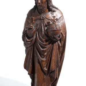 Een grote eiken sculptuur van Christus als Salvator Mundi, Vlaanderen, 16e eeuw — foto 2