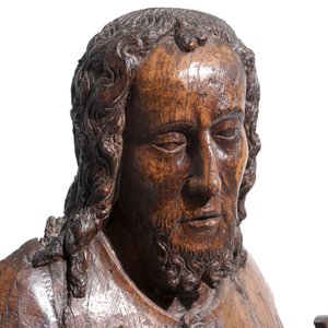 Een grote eiken sculptuur van Christus als Salvator Mundi, Vlaanderen, 16e eeuw — foto 8