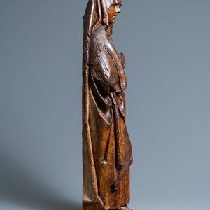 Een grote eikenhouten figuur van de Heilige Maagd op de Calvarieberg, 15e eeuw — foto 3