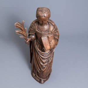 Een grote eikenhouten figuur van Sint-Ursula de martelares, 1e helft 16e eeuw — foto 6