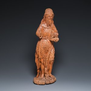 Een grote eikenhouten sculptuur van Johannes de Doper met het Lam, 16e eeuw — foto 1
