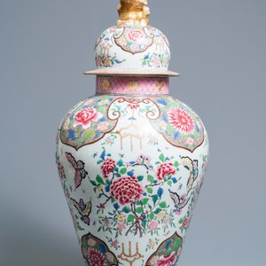 Een grote famille rose-stijl dekselvaas, Samson, Frankrijk, 19e eeuw — foto 3
