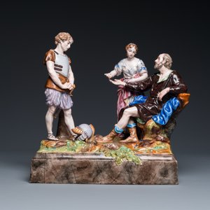 Een grote Franse polychrome aardewerken groep met het verhaal van Belisarius, Niderviller, 18e eeuw — foto 2