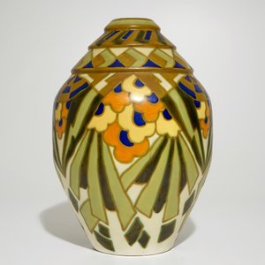 Een grote geometrische vaas met mat glazuur, Jules Chaput en Charles Catteau voor Boch Frères Keramis, ca. 1929 — foto 4