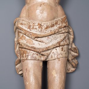 Een grote gepolychromeerde eikenhouten Christus, Vlaanderen, 1e kwart 16e eeuw — foto 5