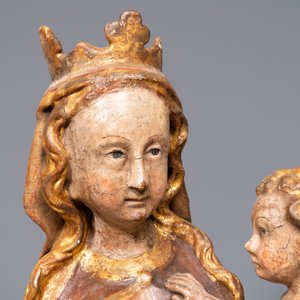 Een grote gepolychromeerde houten Madonna met Kind, Duitsland, 16e eeuw — foto 8