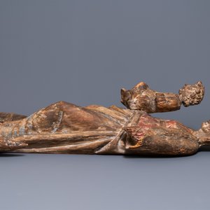 Een grote gepolychromeerde lindenhouten figuur van een Madonna met kind, Duitsland, 15e eeuw — foto 5