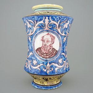 Een grote Italiaanse albarello, gedateerd en gesigneerd, Caltagirone 1882 — foto 1
