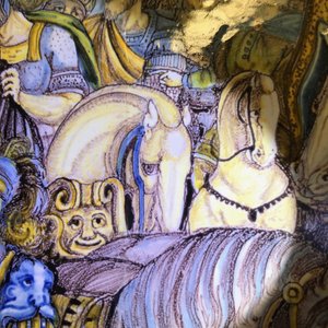 Een grote Italiaanse majolica 'Alexander de Grote' wapenschotel, atelier Francesco Grue, Castelli, 17e eeuw — foto 6