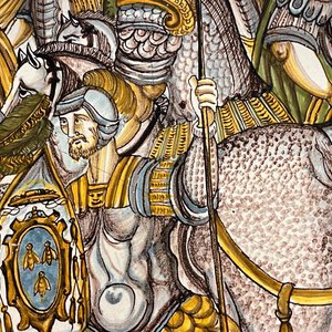 Een grote Italiaanse majolica wapenschotel, atelier Francesco Grue, Castelli, 17e eeuw — foto 5