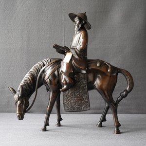 Een grote Japanse bronzen groep van een wijze te paard, Meiji, 19e eeuw — foto 8