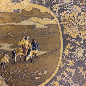 Een grote Japanse bronzen schotel, gesign. Miyao, Meiji, 19e eeuw — foto 8