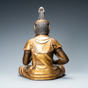 Een grote Japanse gelakte en vergulde houten figuur van Kanon, Momoyama, 16e eeuw — foto 4