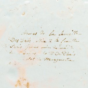 Een grote ovale blauw-witte Franse schotel met het wapen van Barres, Rouen, 18e eeuw — foto 3