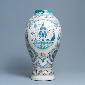 Een grote polychrome aardewerken vaas, Marokko of Tunesië, ca. 1900 — foto 5