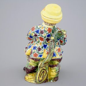 Een grote polychrome Delfts aardewerken "Bobbejak" tafelfontein, 18e eeuw — foto 5