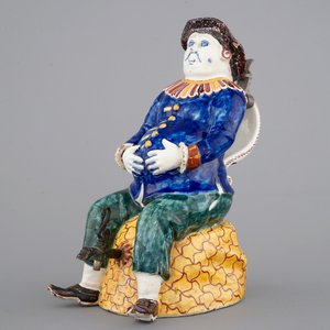 Een grote polychrome Delfts aardewerken "Bobbejak" tafelfontein, 18e eeuw — foto 1