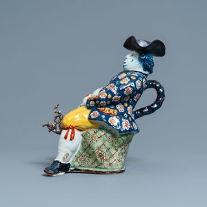 Een grote polychrome Delftse 'Bobbejak' tafelfontein, 18e eeuw — foto 5