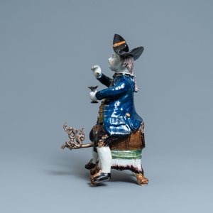 Een grote polychrome Delftse 'Bobbejak' tafelfontein, 18e eeuw — foto 5
