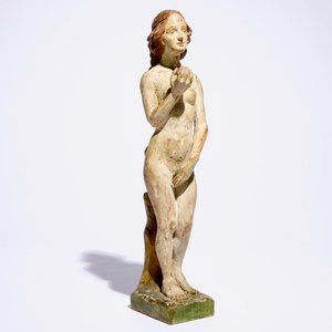 Een grote polychrome houten figuur van Eva, Frankrijk, 17e eeuw — foto 1