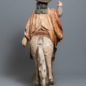 Een grote polychrome houten groep met Sint-Jacob te paard, Spanje, 16e eeuw — foto 4
