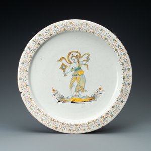 Een grote polychrome Italiaanse 'compendario' schotel, Deruta, atelier van Giacomo Mancini, eind 16e eeuw — foto 1