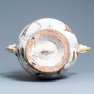 Een grote polychrome Italiaanse vierlobbige apothekerspot, gedateerd 1840 — foto 7