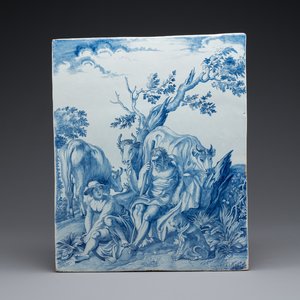 Een grote rechthoekige blauw-witte Delftse plaquette, 2e helft 18e eeuw — foto 1