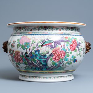Een grote ronde vissenkom in Chinese famille rose stijl, Samson, Parijs, 19e eeuw — foto 2