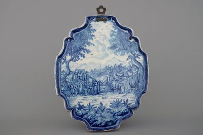 Een grote Rotterdamse plaquette met bijbelse voorstelling, ca. 1740