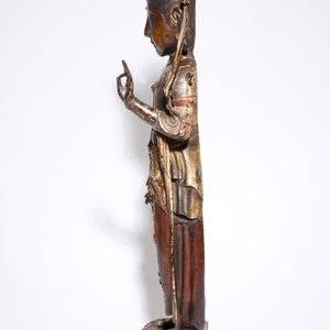 Een grote vergulde en gelakte bronzen Bodhisattva, wellicht Korea, Goryeo/Choson, 14-16e eeuw — foto 5