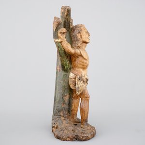 Een houten en beschilderde groep "Sint-Sebastiaan", 18/19e eeuw — foto 4