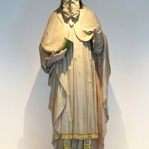 Een imposant polychroom beschilderd plaasteren beeld van Paus Cornelius, 19/20e eeuw, Brugge — foto 1