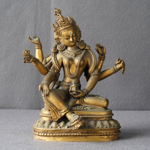 Een ingelegde verguld bronzen figuur van Vasudhara, Tibet of Nepal, 18/19e eeuw — foto 4