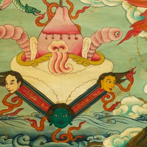 Een ingelijste thangka met Rahula, Tibet, 19e eeuw — foto 4