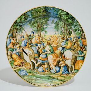 Een "Istoriato" schotel in Italiaanse majolica, Urbino, 1540-1560 — foto 1